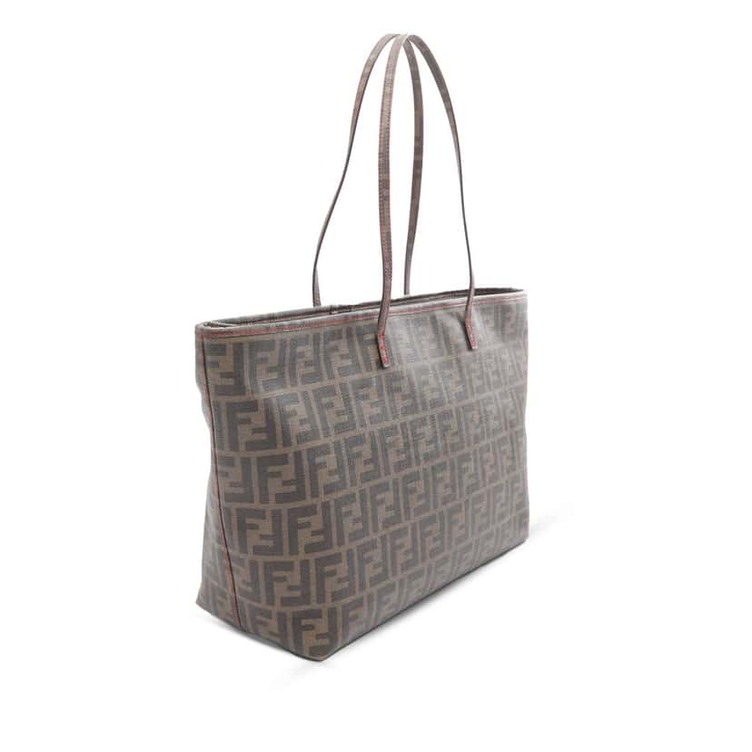 Fendi Medium Zucca Coated Canvas Roll Tote Brown Canvas Good condition - Back View