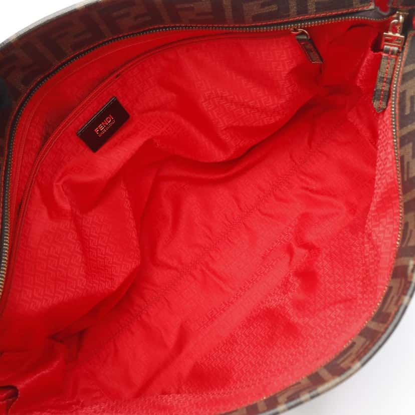 Fendi Medium Zucca Coated Canvas Roll Tote Brown Canvas Good condition - Inside View