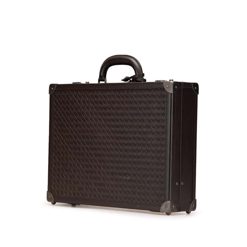 Bottega Veneta Nappa Intrecciato Attache Briefcase Brown Leather Good condition - Back View