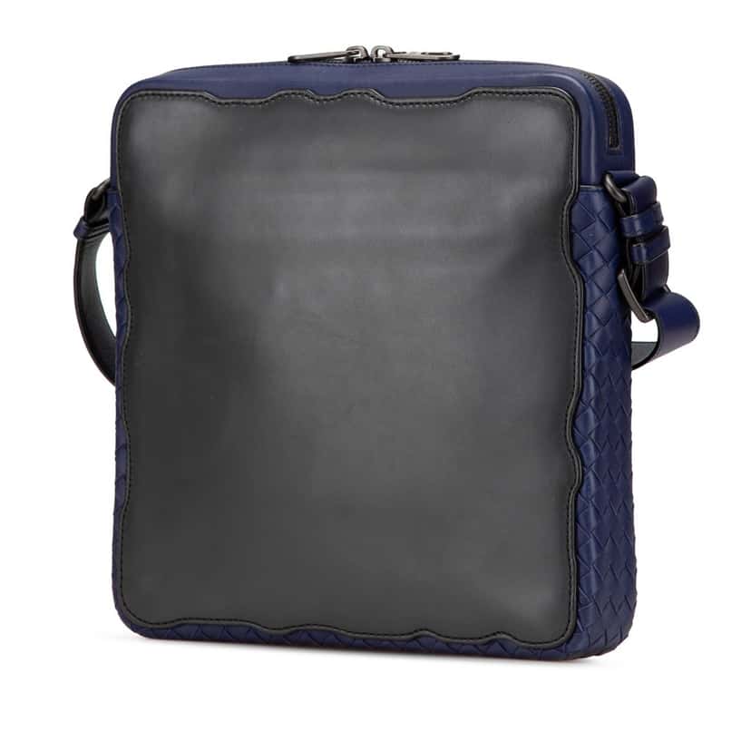 Bottega Veneta Intrecciato Trimmed Leather Crossbody Black Leather Very good condition - Back View