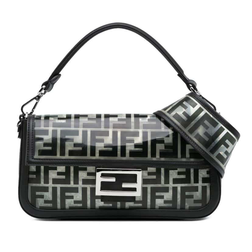 Fendi Medium Zucca PVC Baguette Satchel Black Good condition - Front View