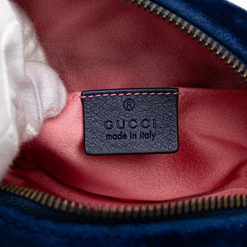 Gucci GG Marmont Velvet Matelasse Belt Bag Blue Velvet Good condition - Box View
