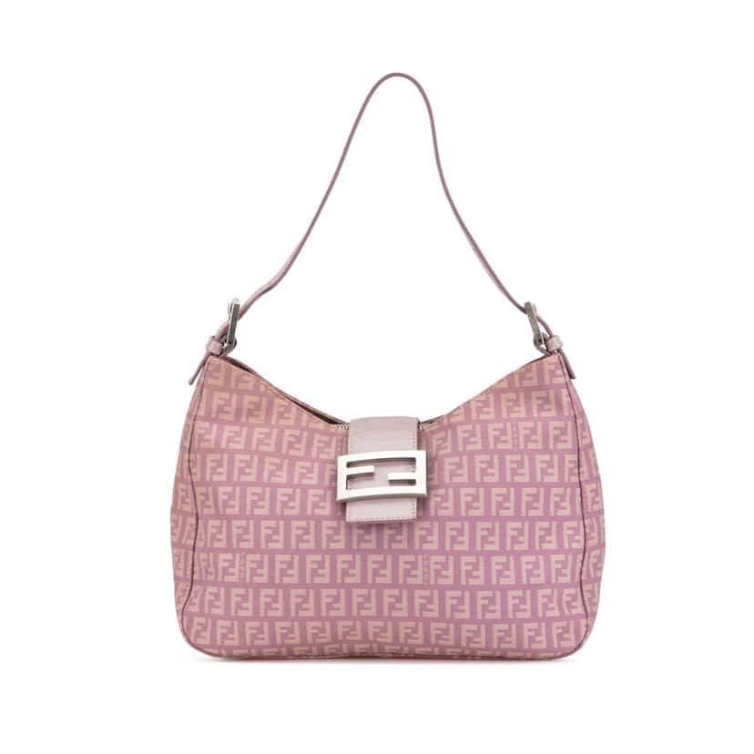 Fendi Zucchino Canvas Shoulder Bag Purple Canvas Fair condition - Front View