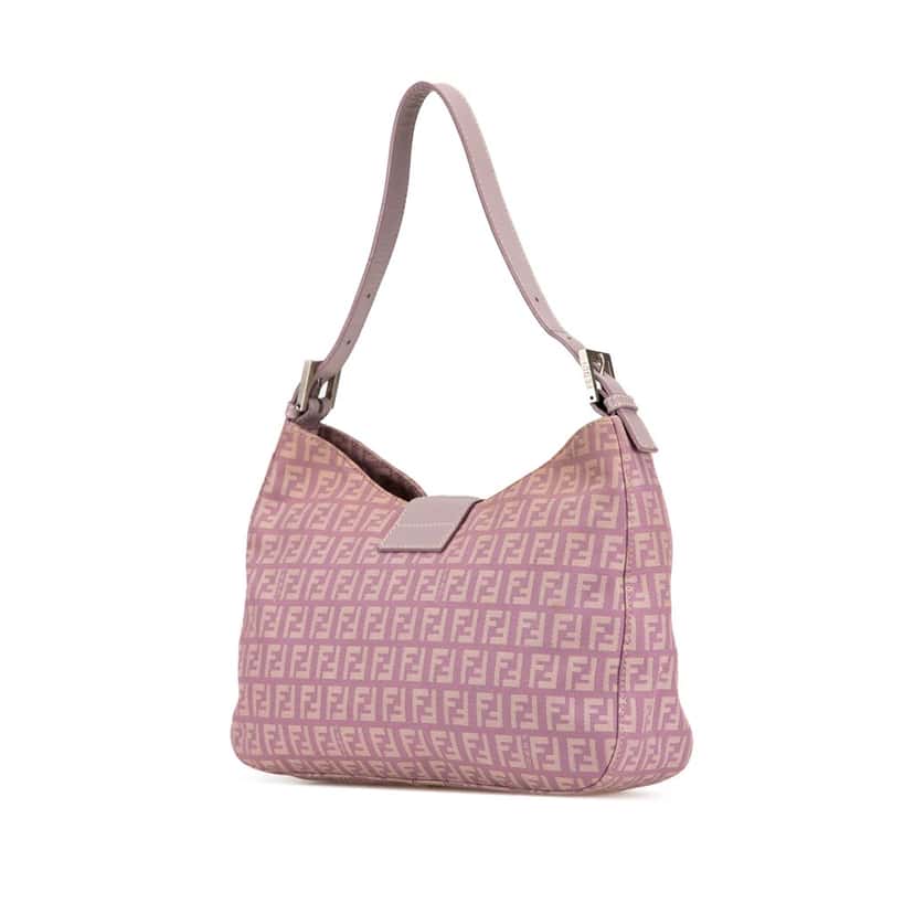 Fendi Zucchino Canvas Shoulder Bag Purple Canvas Fair condition - Back View