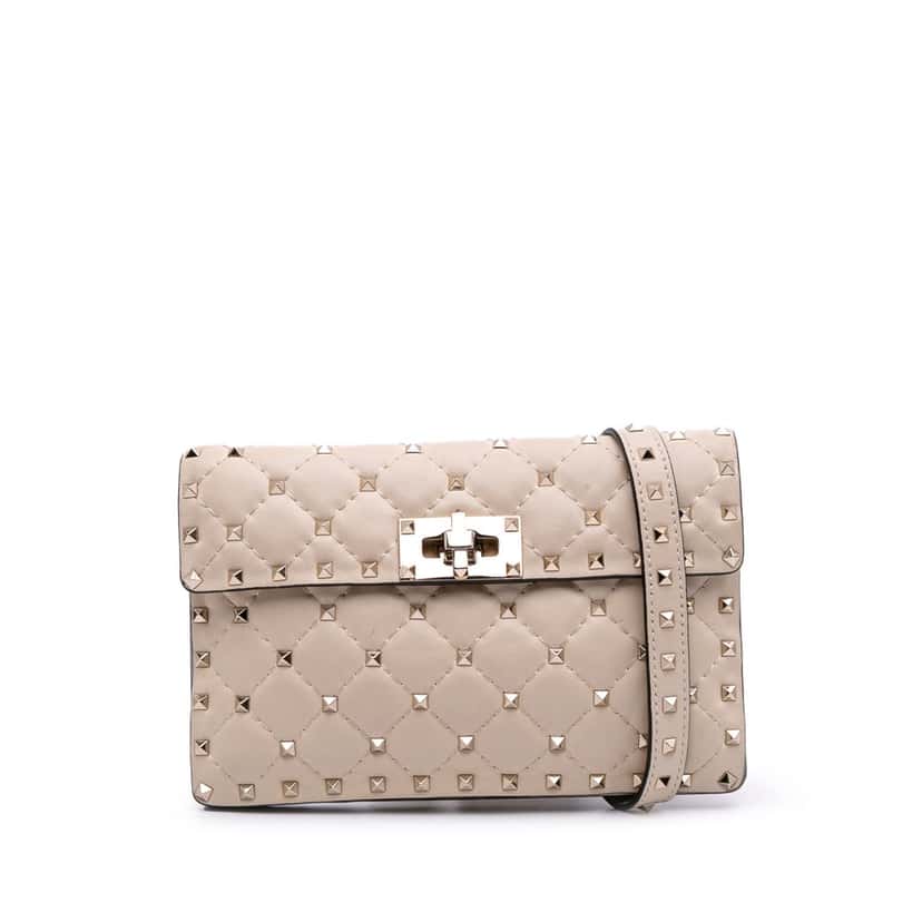 Valentino Nappa Rockstud Spike Crossbody Brown Leather Good condition - Front View