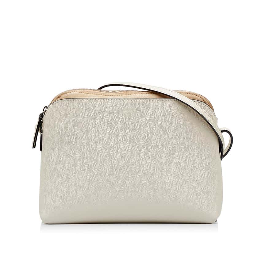 The Row Pebbled Leather Crossbody White Leather Fair condition - Front View