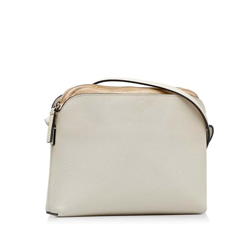 The Row Pebbled Leather Crossbody White Leather Fair condition - Back View