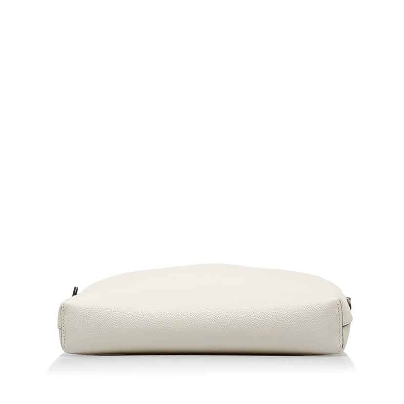 The Row Pebbled Leather Crossbody White Leather Fair condition - Model View