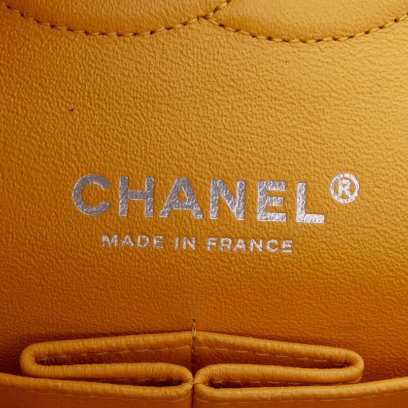 Chanel Medium Classic Lambskin Double Flap Yellow Leather Good condition - Box View