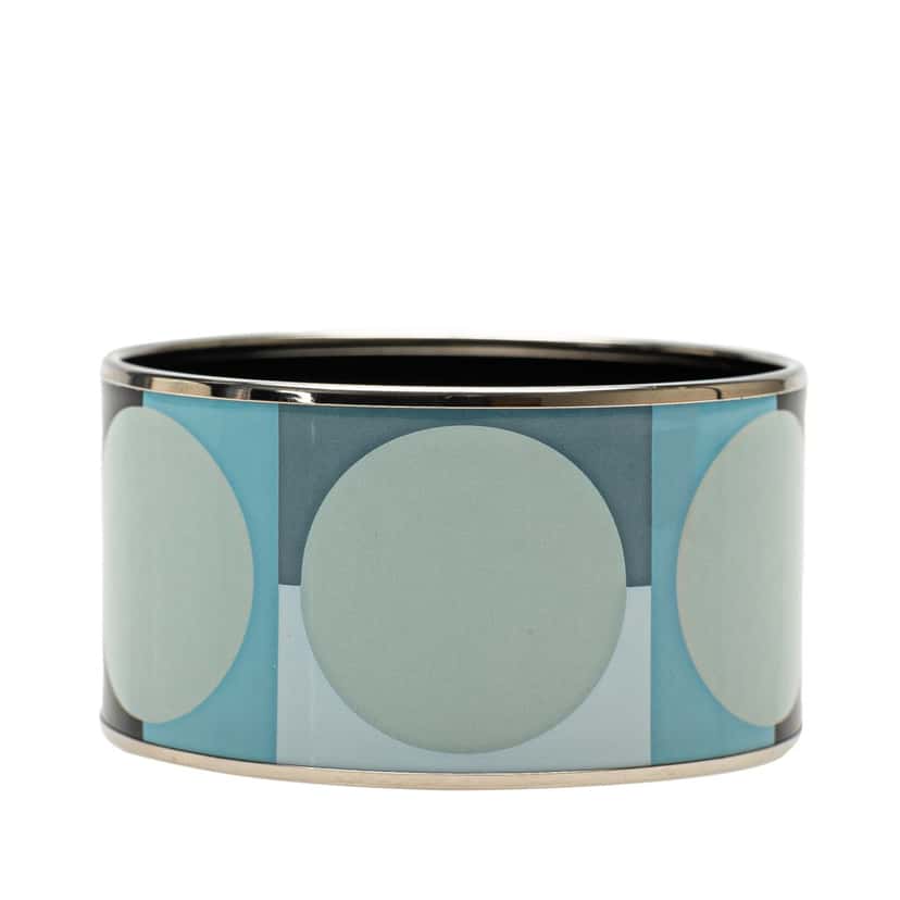 Hermès Extra Wide Enamel Bangle Blue Good condition - Front View