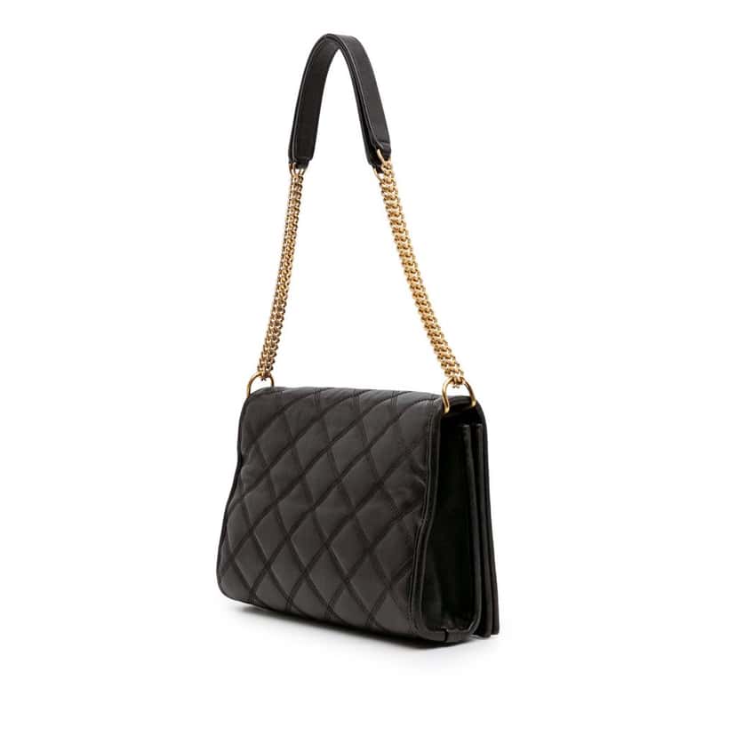 Saint Laurent Mini Quilted Lambskin Becky Chain Shoulder Bag Black Leather Good condition - Back View