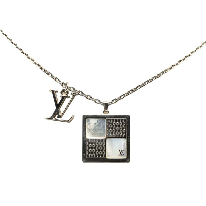 Louis Vuitton Silver Collier Dandy Necklace Silver Brass Good condition - Front View