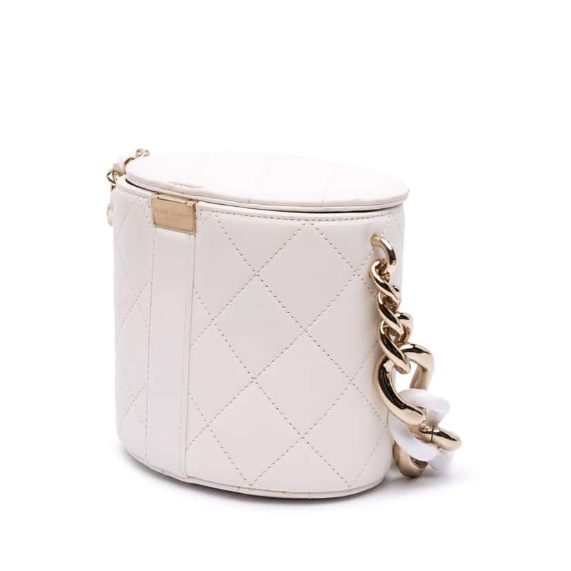 Chanel CC Lambskin Elegant Chain Vanity Case White Leather Good condition - Back View