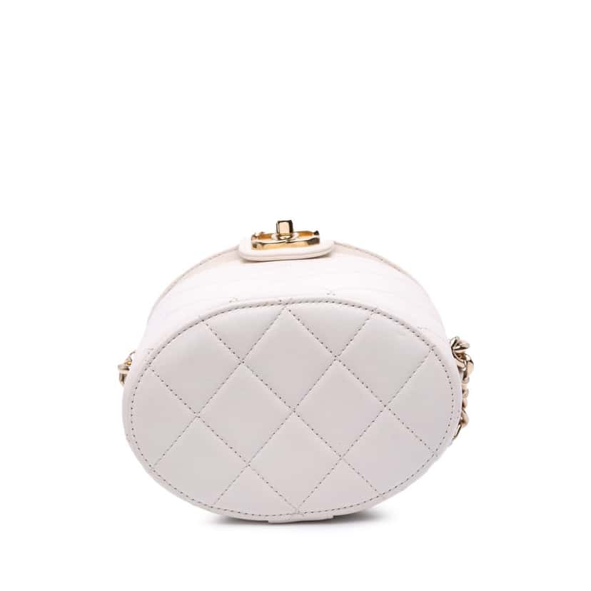 Chanel CC Lambskin Elegant Chain Vanity Case White Leather Good condition - Inside View