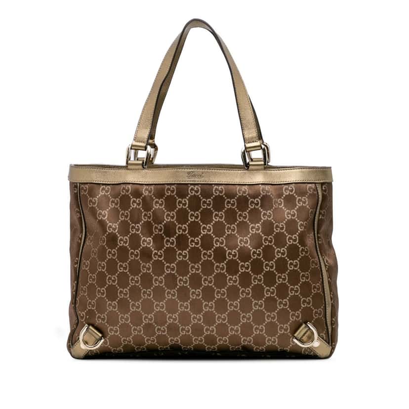 Gucci GG Satin Abbey D Ring Tote Brown Satin Good condition - Front View