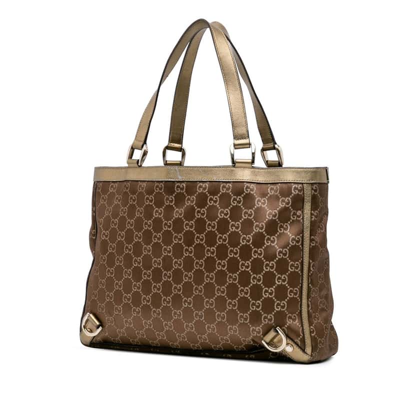 Gucci GG Satin Abbey D Ring Tote Brown Satin Good condition - Back View