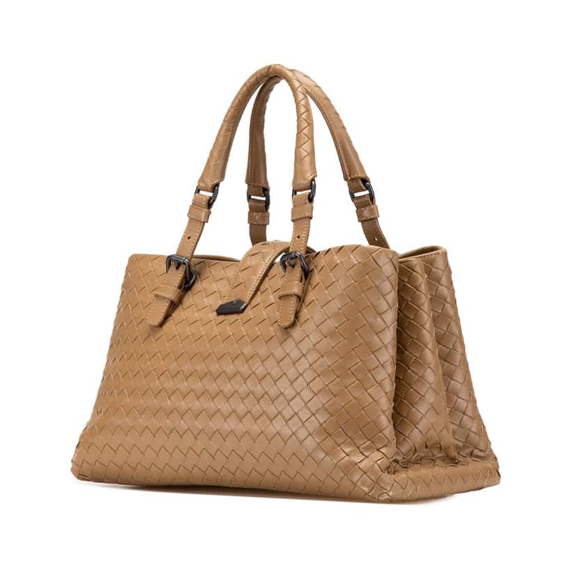 Bottega Veneta Small Nappa Intrecciato Roma Satchel Brown Leather Good condition - Back View