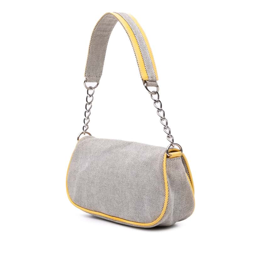 Chanel Canvas CC Camellia No. 5 Shoulder Bag Grey Canvas Good condition - Back View