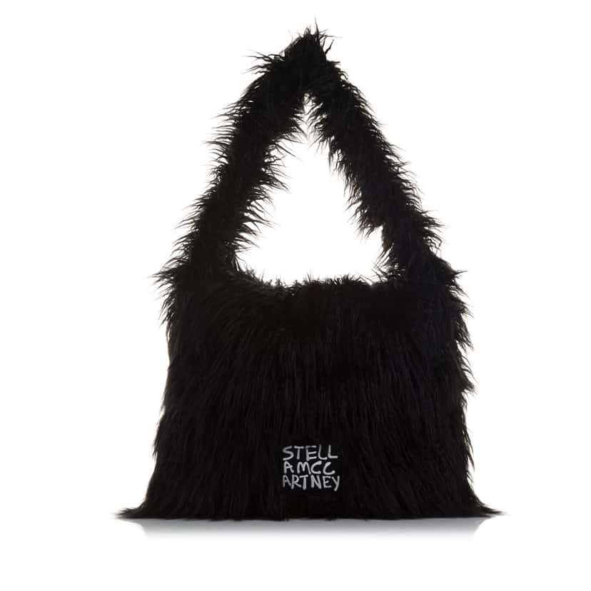 Stella McCartney x Ed Curtis Faux Fur Shoulder Bag Black Polyester Very good condition - Front View