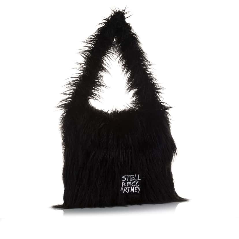 Stella McCartney x Ed Curtis Faux Fur Shoulder Bag Black Polyester Very good condition - Back View