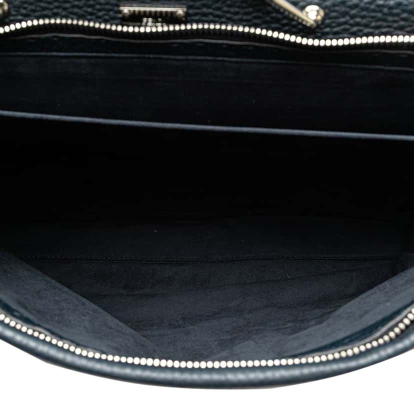 Fendi Large Leather Peekaboo Iconic Essential Faces Satchel Blue Leather Good condition - Box View