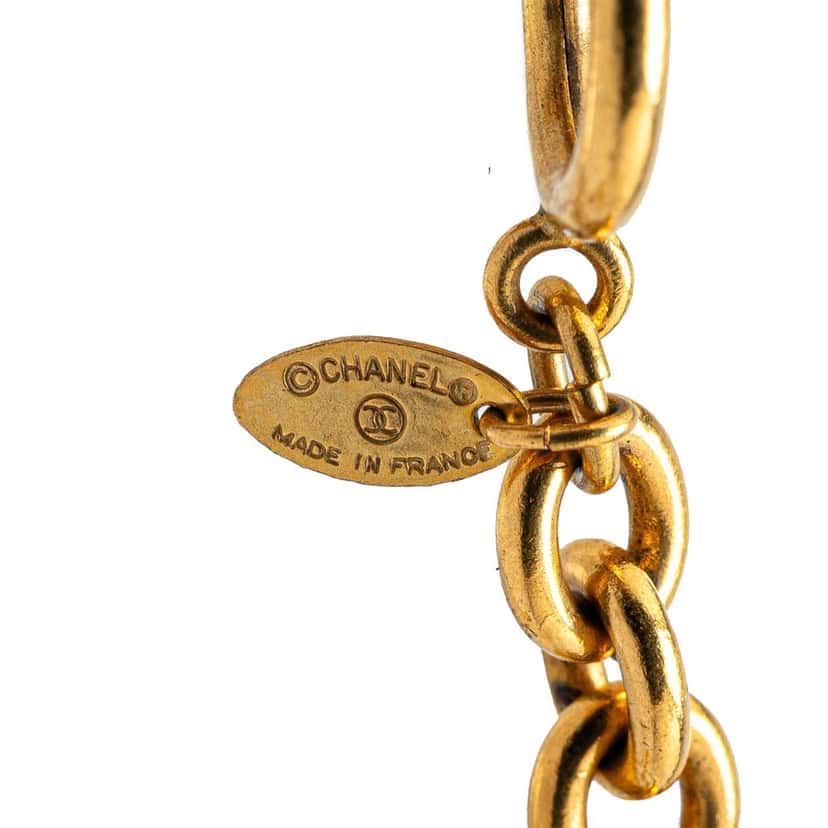 Chanel Gold Plated CC Quilted Pendant Necklace Gold Metal Good condition - Back View