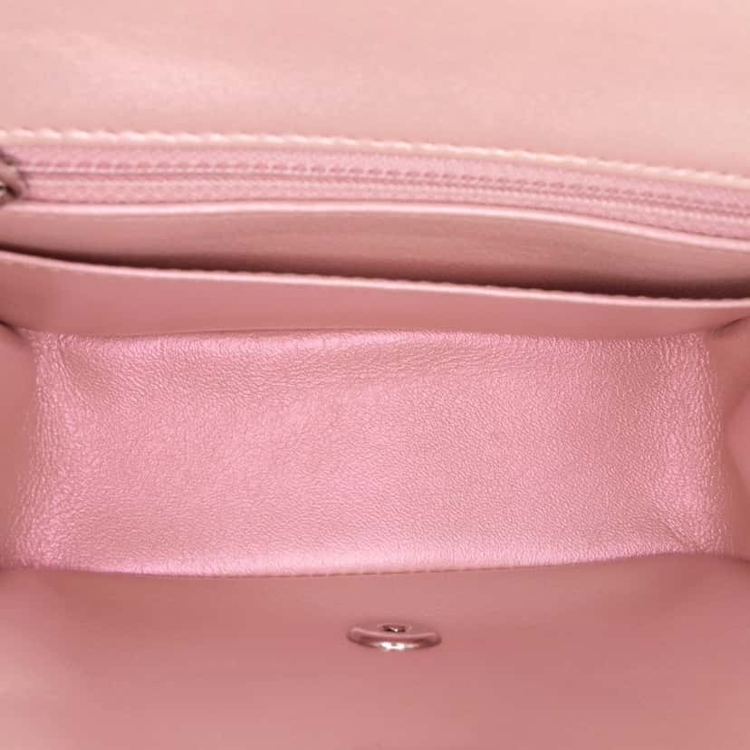 Chanel Mini Square Classic Iridescent Calfskin Single Flap Pink Leather Good condition - Model View
