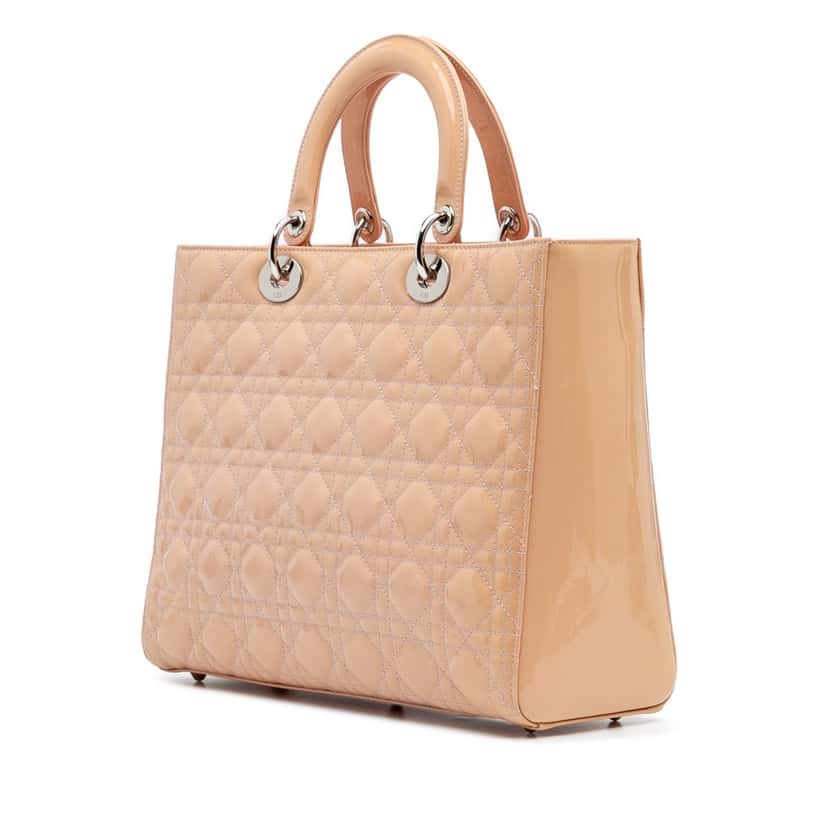 Dior Large Patent Cannage Lady Dior Brown Leather Good condition - Back View