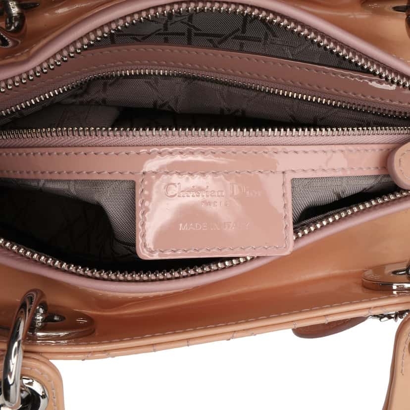 Dior Large Patent Cannage Lady Dior Brown Leather Good condition - Box View
