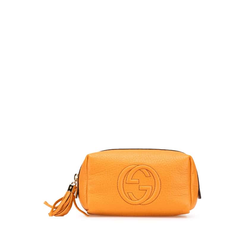 Gucci Leather Soho Cosmetic Pouch Orange Leather Good condition - Front View