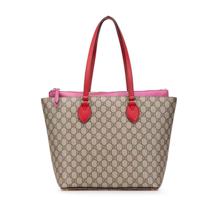 Gucci Medium GG Supreme Linea A Zip Tote Brown Canvas Good condition - Front View