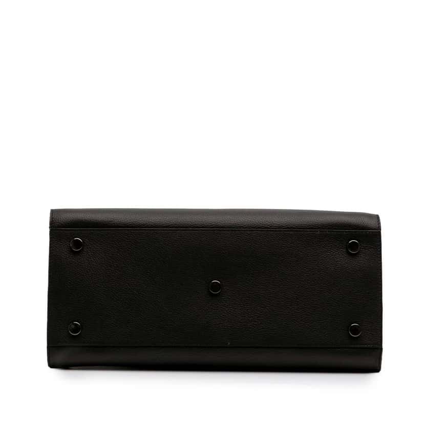 Saint Laurent Small Grained Calfskin Topstitch Sac De Jour Satchel Black Leather Good condition - Inside View