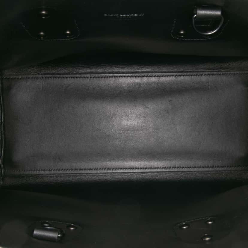 Saint Laurent Small Grained Calfskin Topstitch Sac De Jour Satchel Black Leather Good condition - Box View