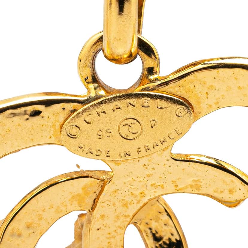 Chanel Gold Plated CC Heart Pendant Necklace Gold Metal Good condition - Back View