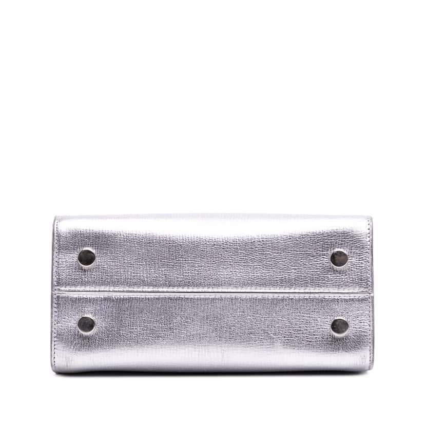 Dior Mini Grained Calfskin Diorever Satchel Silver Leather Good condition - Inside View