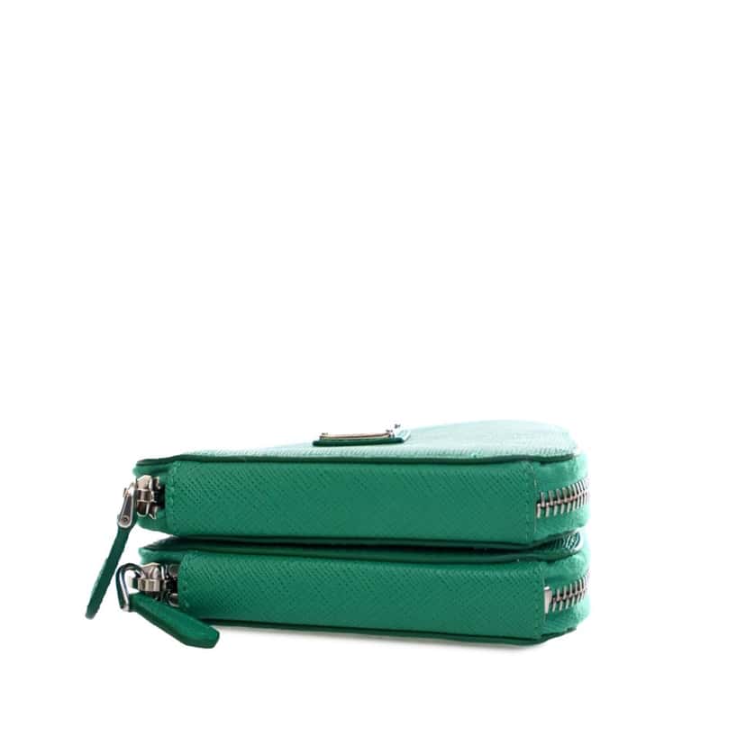 Prada Mini Saffiano Lux Double Triangle Satchel Green Leather Good condition - Inside View