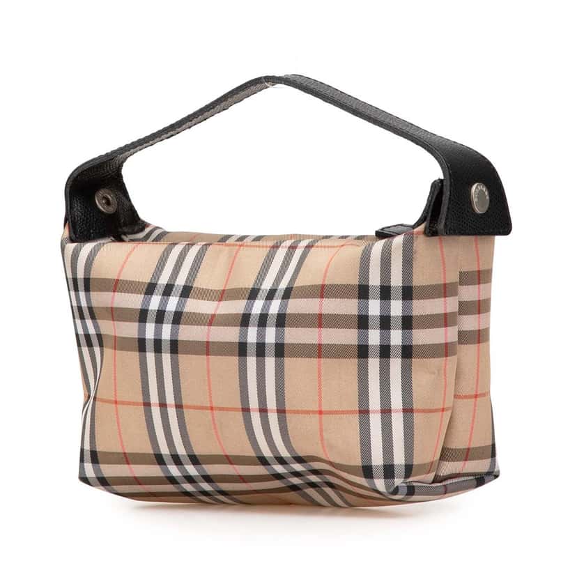 Burberry House Check Canvas Handbag Brown Canvas Good condition - Back View