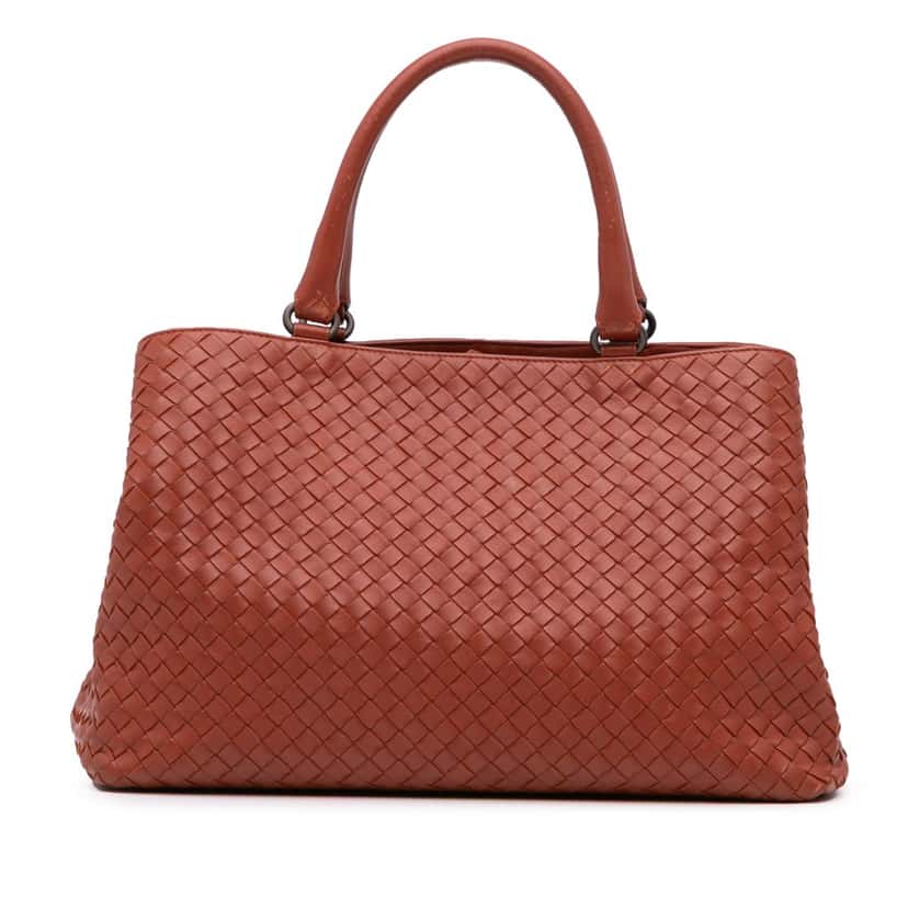 Bottega Veneta Nappa Intrecciato Milano Tote Red Leather Good condition - Front View