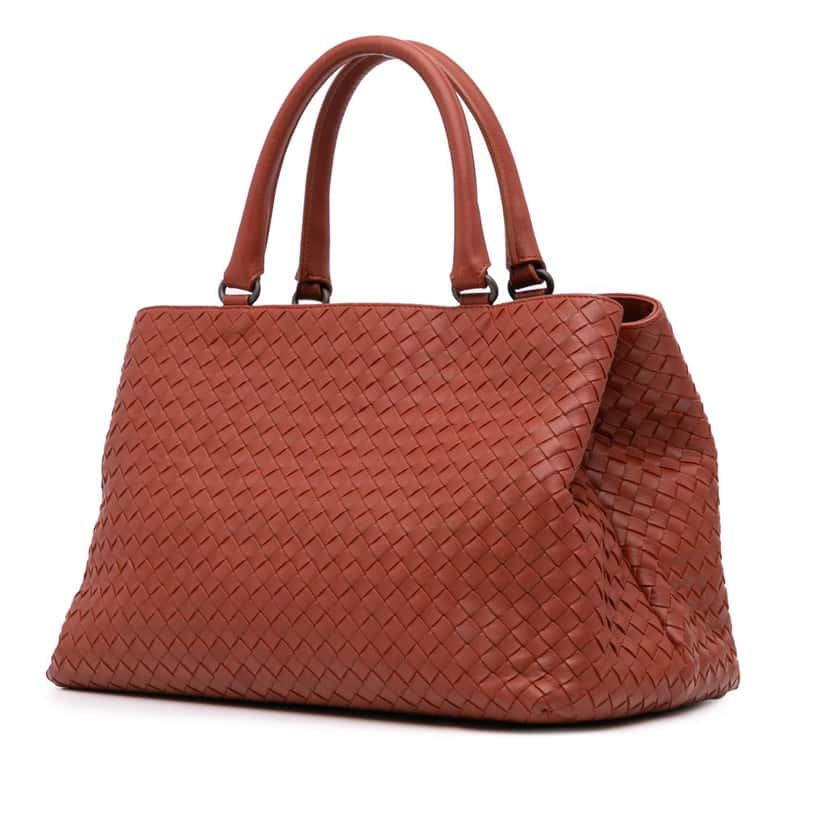 Bottega Veneta Nappa Intrecciato Milano Tote Red Leather Good condition - Back View