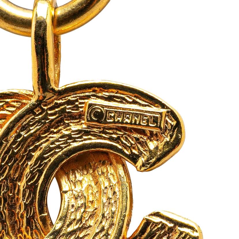 Chanel Gold Plated CC Quilted Pendant Necklace Gold Metal Good condition - Back View