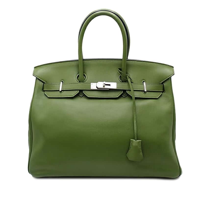 Hermès Swift Birkin Retourne 35 Green Leather Good condition - Front View