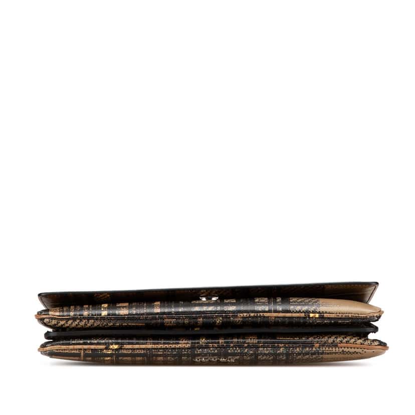 Prada Saffiano Tartan Print Top Handle Bag Brown Leather Good condition - Inside View