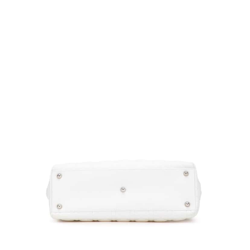 Dior Large Lambskin Cannage Lady Dior White Leather Good condition - Inside View