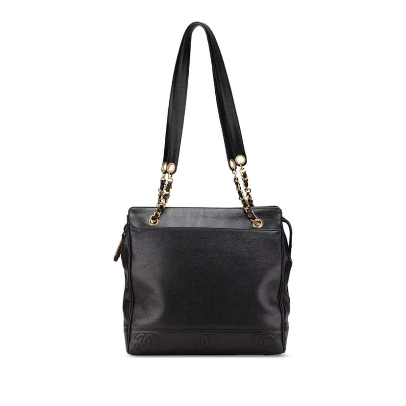 Chanel Triple CC Caviar Tote Black Leather Good condition - Front View
