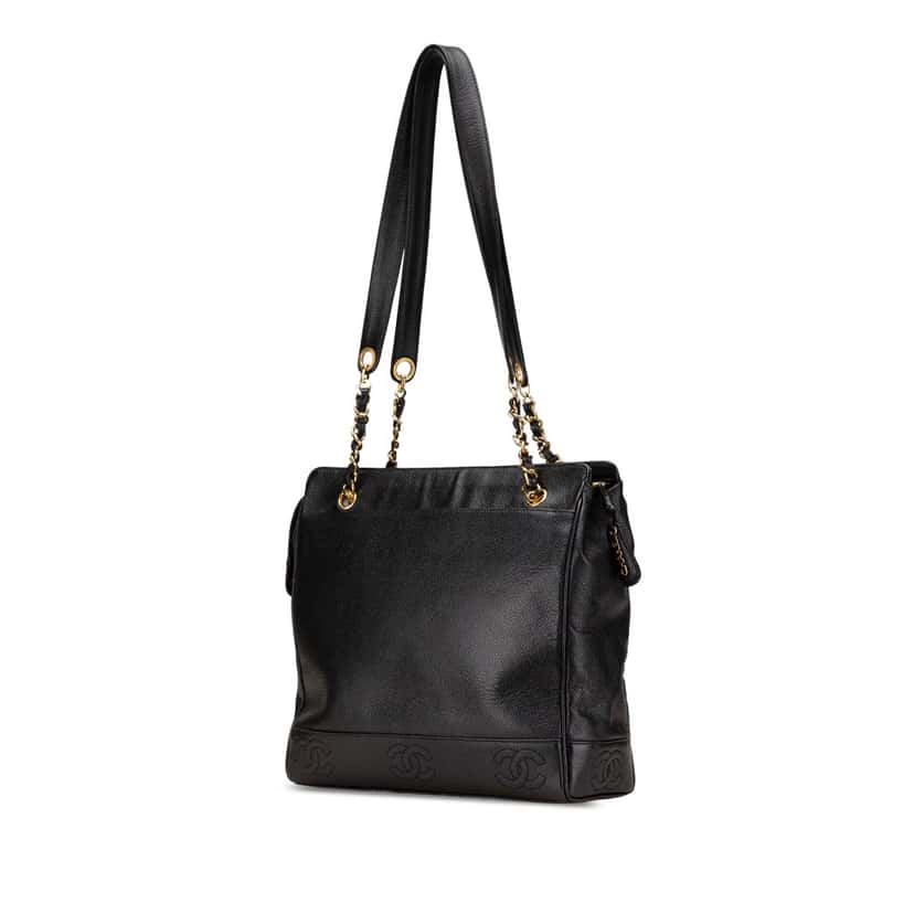 Chanel Triple CC Caviar Tote Black Leather Good condition - Back View