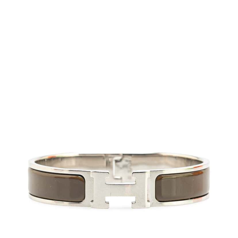 Hermès Narrow Enamel Clic H Bracelet PM Brown Good condition - Front View