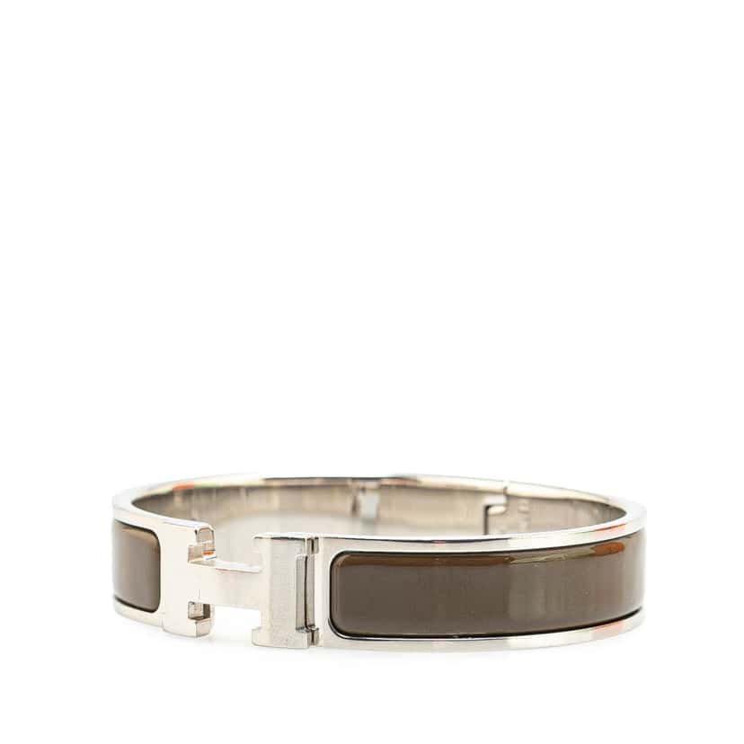 Hermès Narrow Enamel Clic H Bracelet PM Brown Good condition - Back View