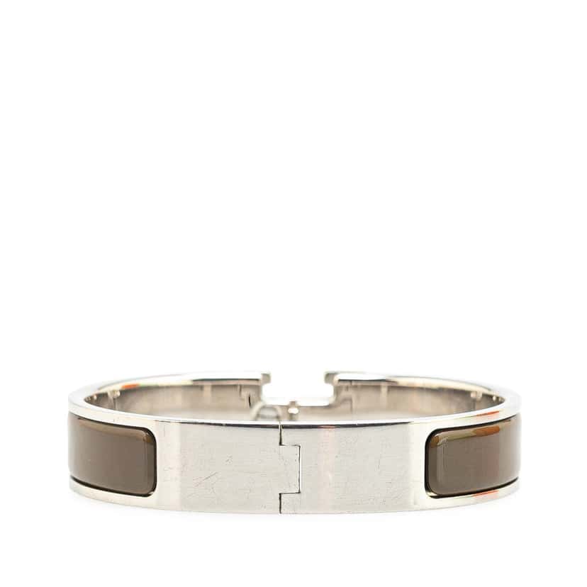 Hermès Narrow Enamel Clic H Bracelet PM Brown Good condition - Inside View