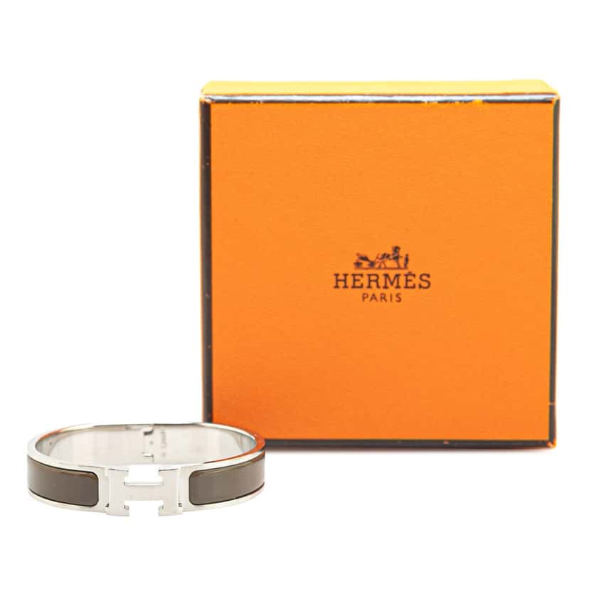 Hermès Narrow Enamel Clic H Bracelet PM Brown Good condition - Box View