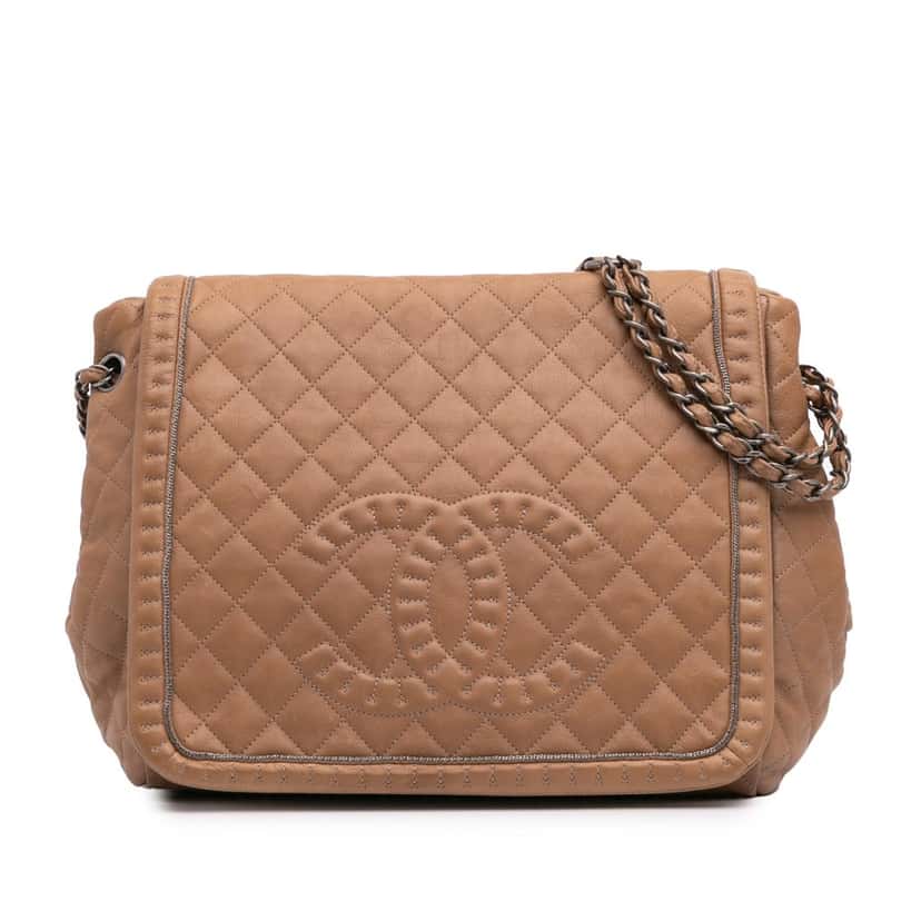 Chanel Large Quilted Calfskin Istanbul Accordion Flap Brown Leather Good condition - Front View